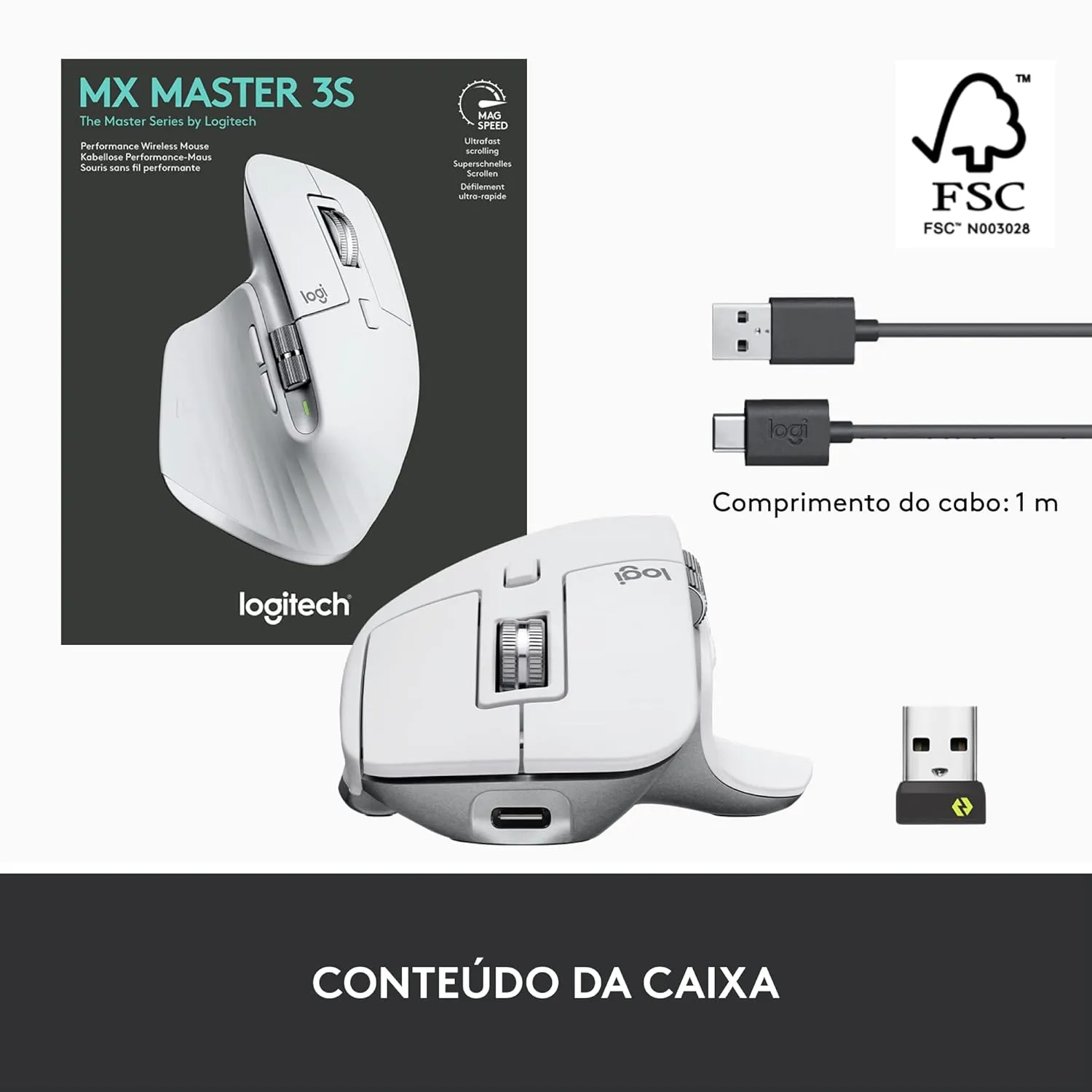 Logitech Wireless Mouse MX MASTER 3S Pale Grey (Open Box) view 2